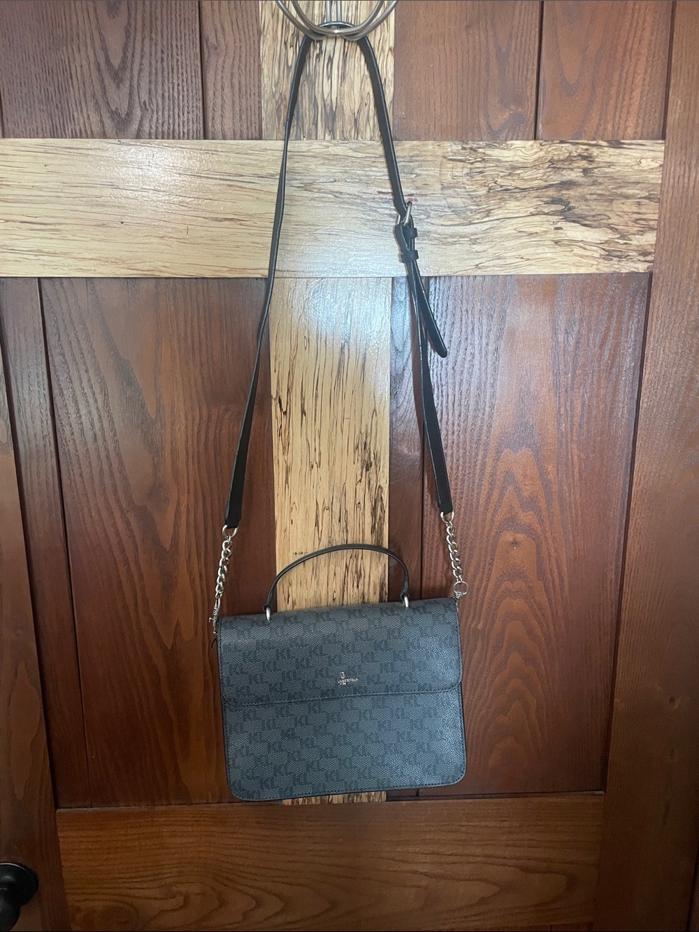 Karl Lagerfeld Navy|Black Crossbody Bag with Top Handle